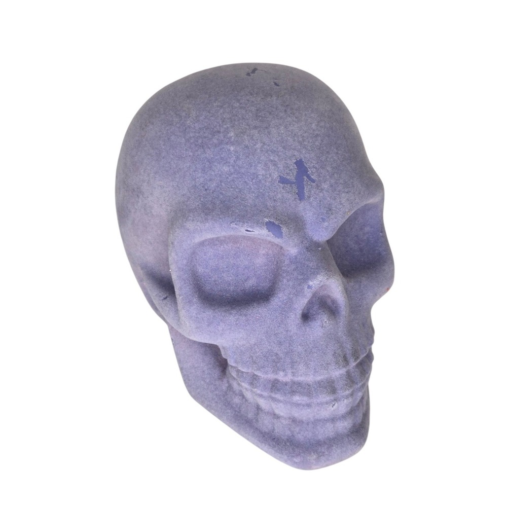Celebrate Together Purple Flocked Skull Decorative Accent Gothic Halloween Decor
